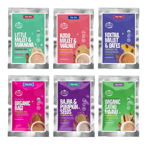 Early Foods 6 Trial Packs - Organic Millet Porridge Mixes Combo - 50g each X 6