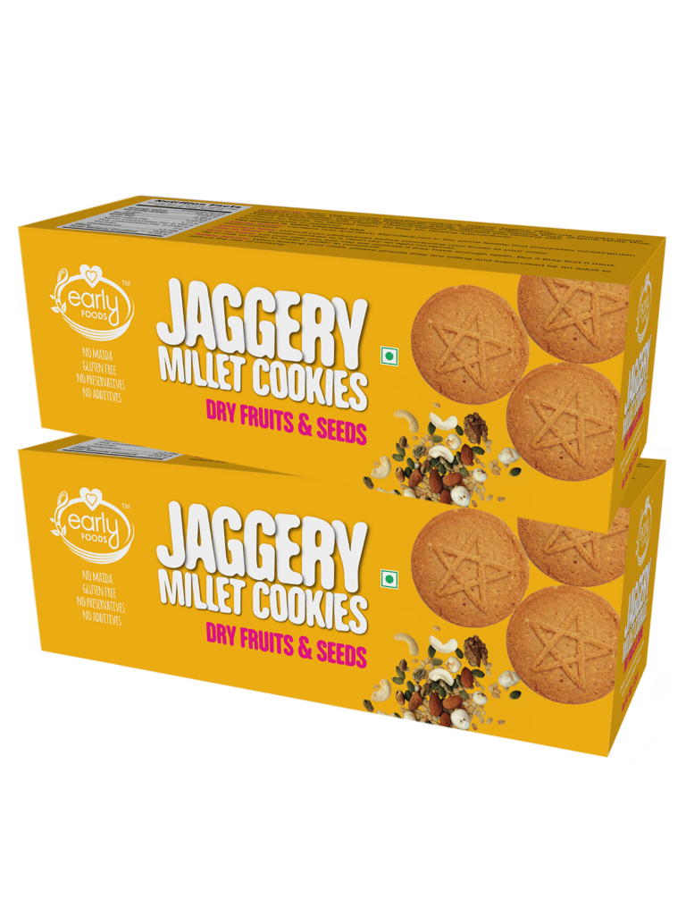 Early Foods Pack of 2 - Organic Dry fruits and Seeds Jaggery Cookies 150g X 2