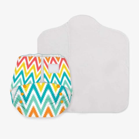 Snugkins Newborn Bliss Reusable, Waterproof and Washable Cloth Diapers for Newborn babies - Macaroon Ikat