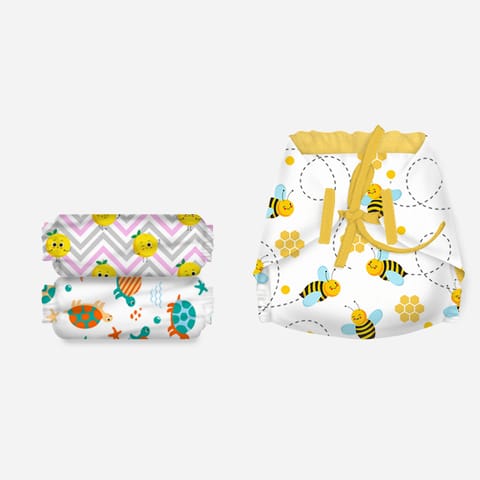 Snugkins - New Age 100% Cotton Langot/Nappies for Newborn Babies Size 2 (3-7Kg) - Pack of 3