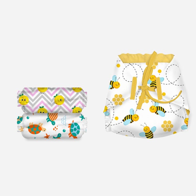 Snugkins - New Age 100% Cotton Langot/Nappies for Newborn Babies Size 2 (3-7Kg) - Pack of 3