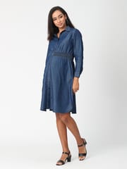 The Mom Store Denim Chambray Maternity and Nursing Shirt Dress