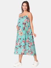 The Mom Store Aqua Sky Floral Maternity and Nursing Dress