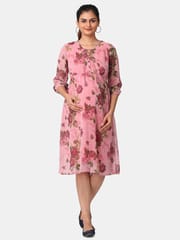 The Mom Store Pink Nectar Floral Maternity and Nursing Dress