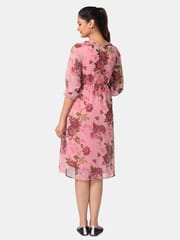 The Mom Store Pink Nectar Floral Maternity and Nursing Dress