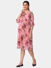 The Mom Store Pink Nectar Floral Maternity and Nursing Dress