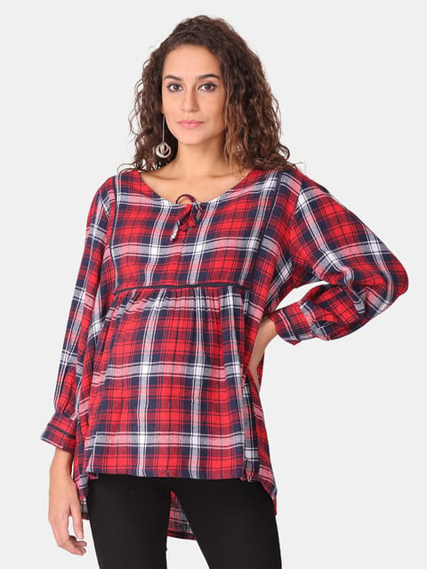 The Mom Store Royal Tartan Plaid Maternity and Nursing Top