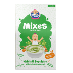 Bebe Burp Organic Baby Food Instant Khichdi Mix Porridge with Spinach & Carrot - 200 Gms