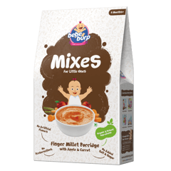 Bebe Burp Organic Baby Food Instant Mix Porridge, Cookies Combo Pack Of 2 - 200 Gm and 150 Gm Each (FINGER MILLET MIX AND RAGI COOKIES WITH REAL FRUITS & VEGGIES)