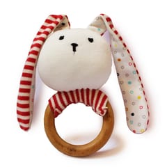 Shumee Striped Bunny Teether and Rattle Ring Toy (0-2 years)