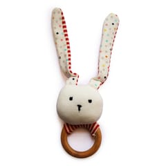 Shumee Striped Bunny Teether and Rattle Ring Toy (0-2 years)