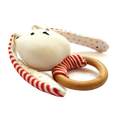 Shumee Striped Bunny Teether and Rattle Ring Toy (0-2 years)