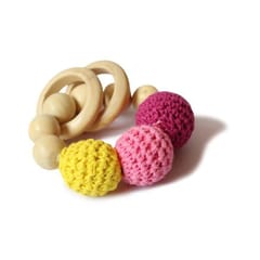 Shumee Wooden Crochet Teether and Rattle Ring Toy for (0-2 years)