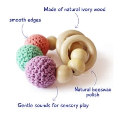 Shumee Wooden Crochet Teether and Rattle Ring Toy for (0-2 years)