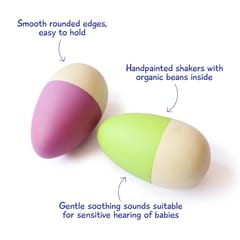 Shumee Purple and Green Wooden Egg Shakers for (0-2 years)