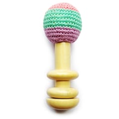 Shumee Organic Crochet Shaker Wooden Baby Rattle Toy (0-2 years)