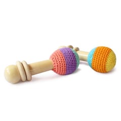 Shumee Organic Crochet Shaker Wooden Baby Rattle Toy (0-2 years)