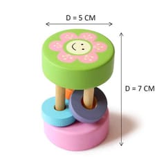 Shumee Sunny Wooden Rattle (0-2 years) Pink and green