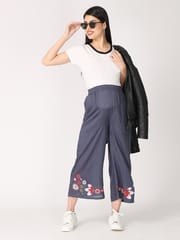 The Mom Store Grey Garden Embroided Maternity Culottes Pants