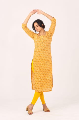 Putchi Yellow Marigold Maternity and Nursing Kurta