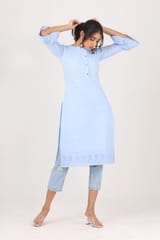 Putchi Light Blue Maternity and Nursing Kurta