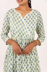 Putchi Green Floral Maternity and Nursing Kurta