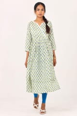 Putchi Green Floral Maternity and Nursing Kurta