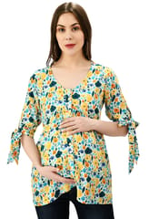 Mometernity Light Blue Floral Print Maternity and Nursing Top