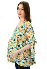 Mometernity Light Blue Floral Print Maternity and Nursing Top