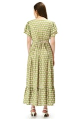 Mometernity Green Floral Maternity and Nursing Button Down High Low Dress