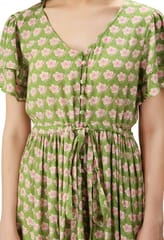 Mometernity Green Floral Maternity and Nursing Button Down High Low Dress