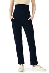 Mometernity Navy Blue Overbelly Maternity Straight Pant