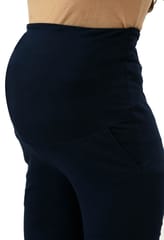 Mometernity Navy Blue Overbelly Maternity Straight Pant