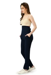 Mometernity Navy Blue Overbelly Maternity Straight Pant