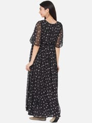 Mine4Nine Women's Maternity Floral Print Black Color Maxi Baby Shower Dress