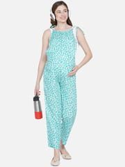 Mine4Nine Women's Green Rayon Maternity Dungaree/JumpSuit