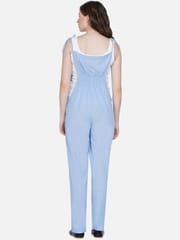 Mine4Nine Women's Maternity Solid Blue Chambray Dungaree