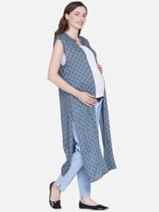 Mine4Nine Women's Maternity Floral Print Grey Rayon Shrug