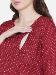 Mine4Nine Women's Maternity Polka Dot Red Top