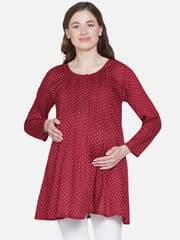 Mine4Nine Women's Maternity Polka Dot Red Top