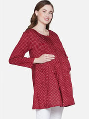 Mine4Nine Women's Maternity Polka Dot Red Top