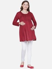 Mine4Nine Women's Maternity Polka Dot Red Top