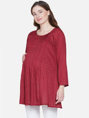 Mine4Nine Women's Maternity Polka Dot Red Top