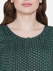 Mine4Nine Women's Maternity Polka Dot Green Top