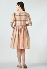 Mometernity Peachie Cotton Wide Stripes Print Maternity & Nursing Tunic Dress