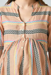 Mometernity Peachie Cotton Wide Stripes Print Maternity & Nursing Tunic Dress