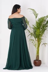 Plum and Peaches Off Shoulder Green Maternity Dress