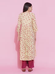 Mine4Nine WomenYellow Floral Printed A-Line Maternity Kurta