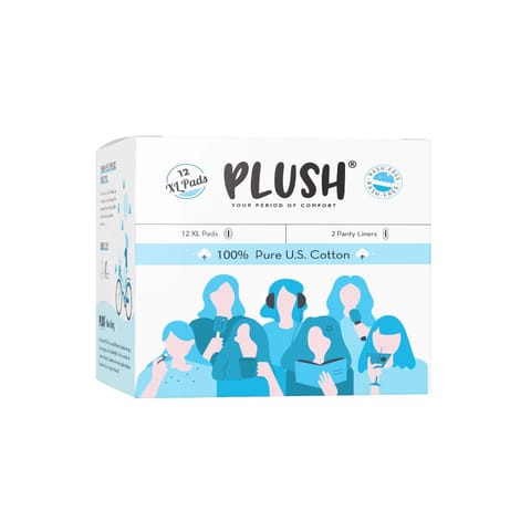 Plush Ultra Thin Sanitary Pads - Pack of 12 (XL)