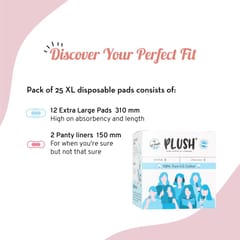 Plush Ultra Thin Sanitary Pads - Pack of 12 (XL)